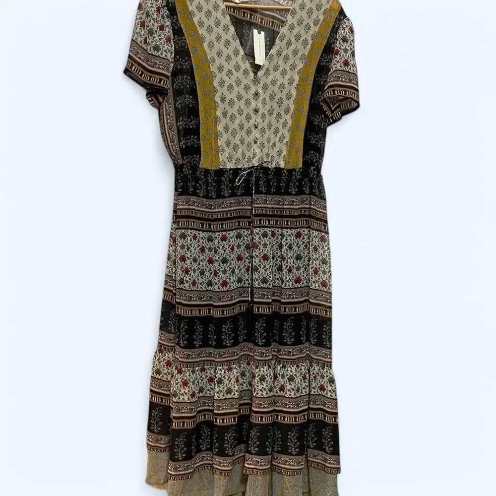 Anthropologie Boho Midi Dress - NWT - Size L - Picture 2 of 8